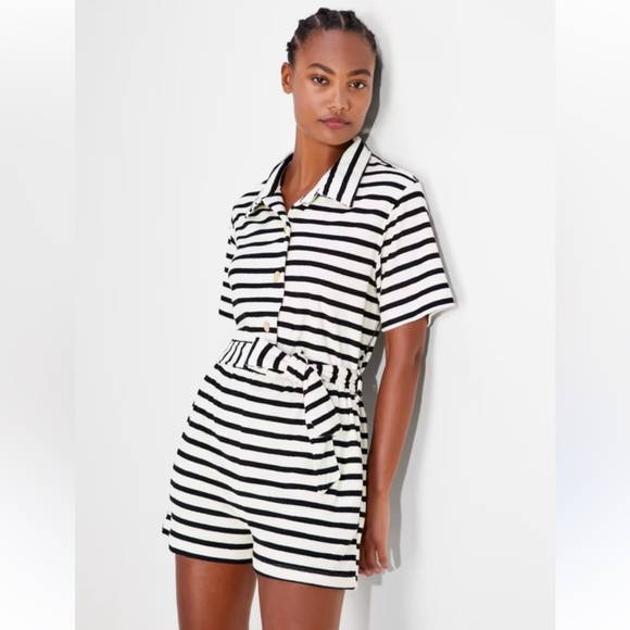 Kate Soade Breton Stripe Cover Up Romper new medium - Picture 1 of 15